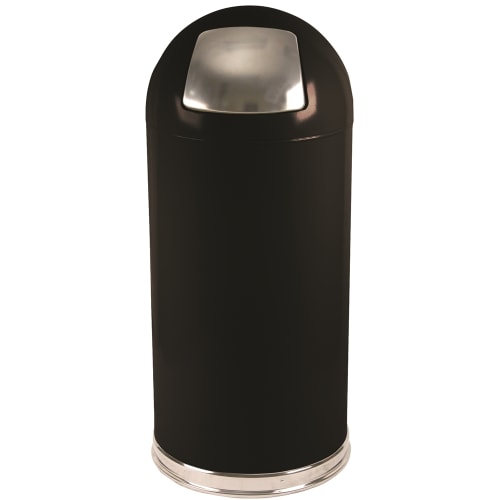 Witt Industries® 15 Gallon Dome Push Top Waste Receptacle with Galvanized Liner, Black